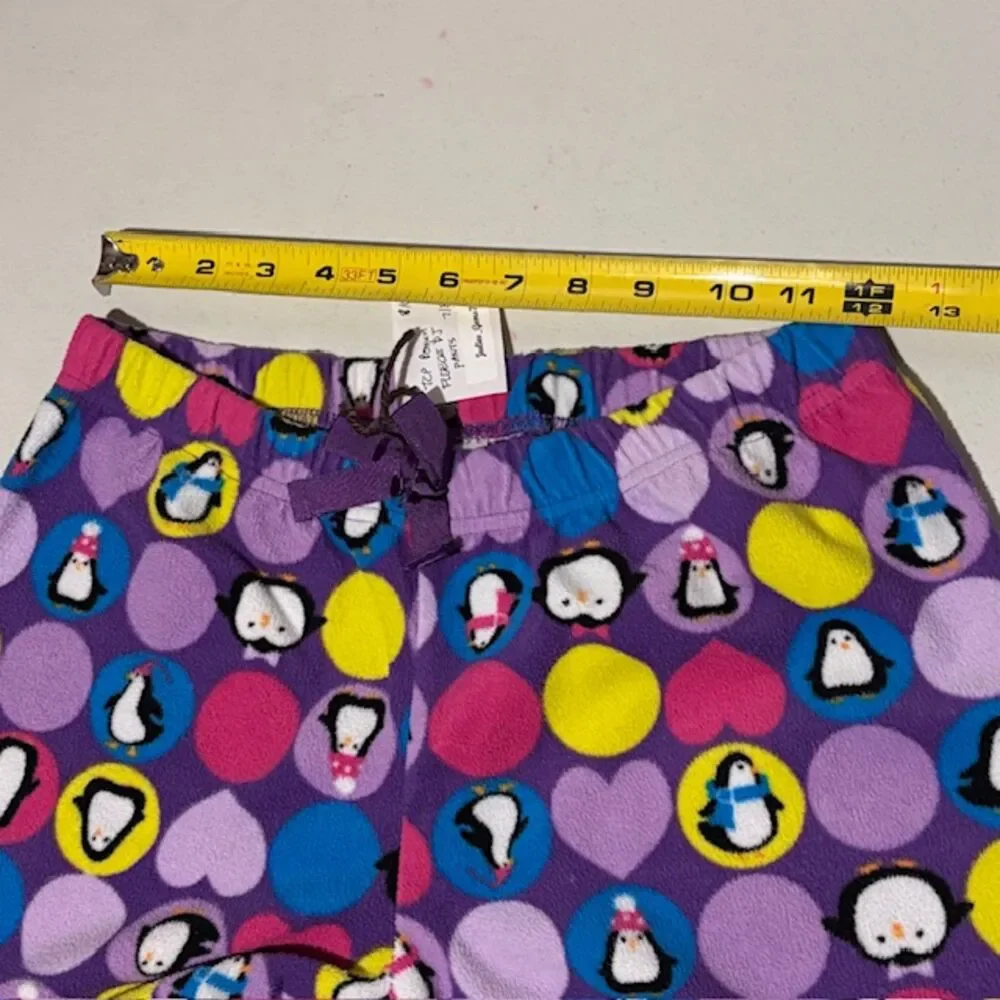 The Children’s Place Girls Purple Penguins Fleece Pajamas PJ Pants Size 7/8 Blue